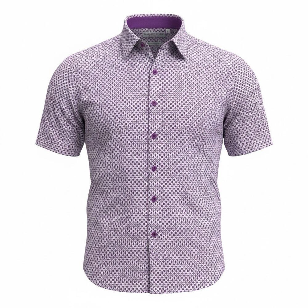 Nick Graham Everywhere Mens Medium Purple Micro Print Stretch Modern Fit A141